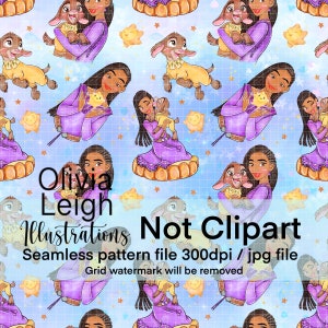 Wunsch-Prinzessin Seamless Pattern. Digitales Papier. DIGITALER DOWNLOAD Printable.