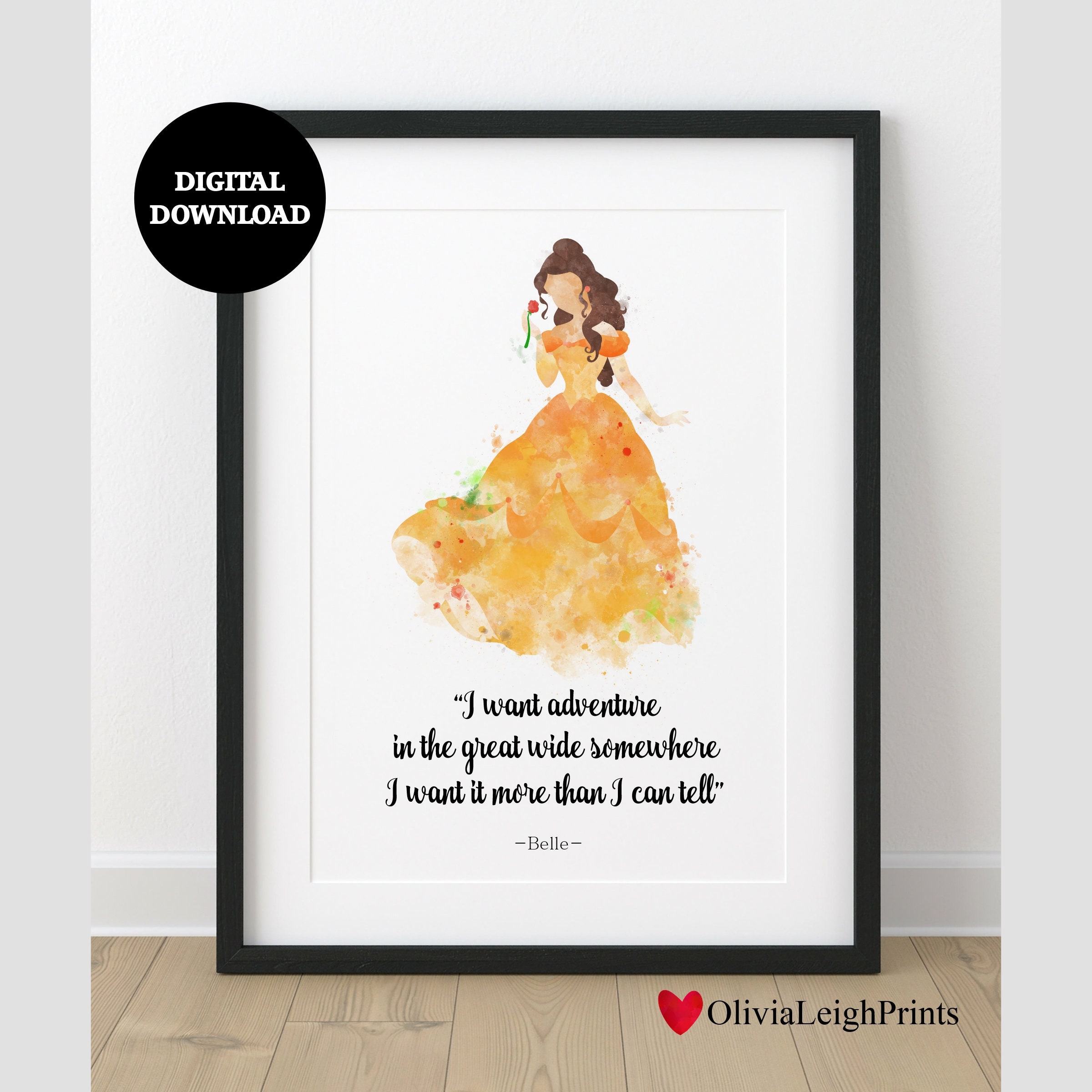 Princess Belle Watercolour Quote Print-wall Art-gift DIGITAL DOWNLOAD  Printable - Etsy