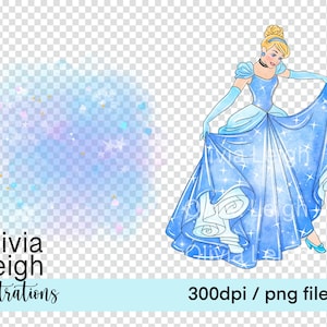 Princess Cinderella Cute Clipart PNG Files DIGITAL DOWNLOAD Printable ...