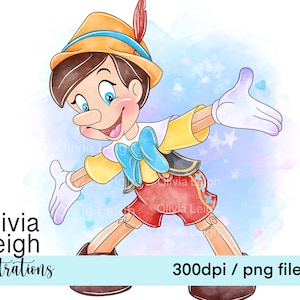 Pinocchio PNG Sublimazione Carino Clipart Files DOWNLOAD DIGITALE Stampabile