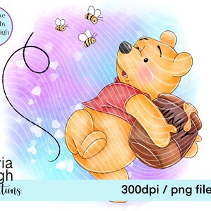 Winnie The Pooh, niedliche Clipart PNG-Dateien DIGITAL DOWNLOAD Printable