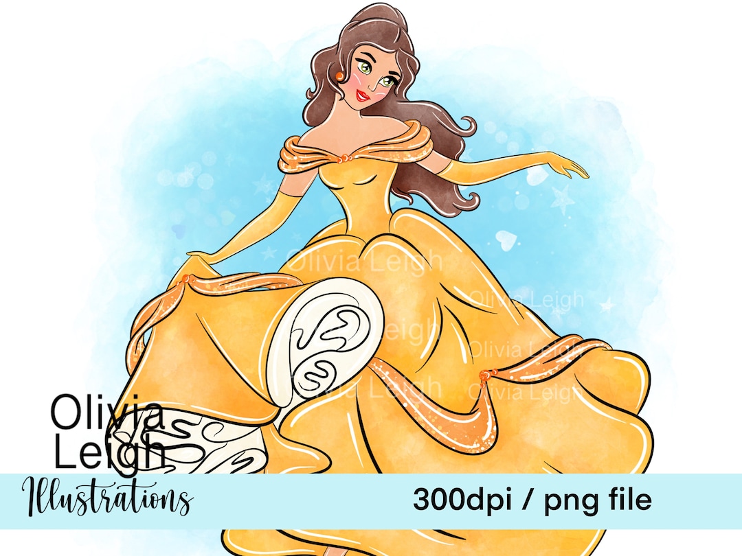 Princess Belle Beauty and the Beast Cute Clipart PNG Files DIGITAL ...