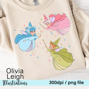 Die guten Feen Dornröschen Prinzessin Clipart PNG-Dateien DIGITAL DOWNLOAD Sublimation druckbare