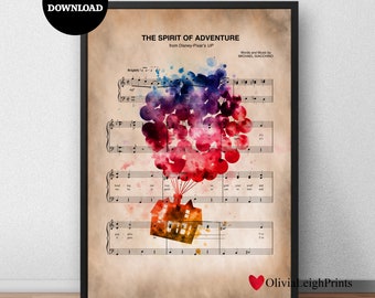 Up Balloon House Music Sheet Print-Wall Art-Gift DIGITALDOWNLOAD Printable