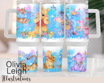 Winnie The Pooh, Summer, Spring, Sublimation Wrap PNG File DIGITAL DOWNLOAD 40oz Tumbler Design Printable