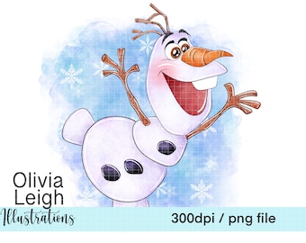 Lindo muñeco de nieve de Olaf para Navidad, imágenes prediseñadas para sublimación, archivos PNG, descarga digital, imprimible