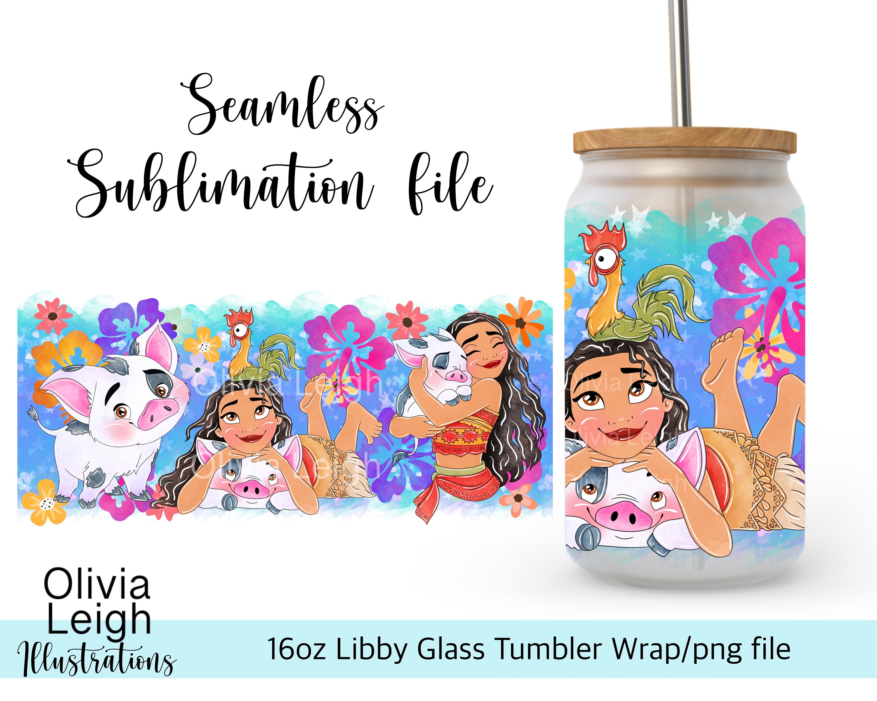 Moana Wrap PNG File DOWNLOAD DIGITALE Design del bicchiere da 16 once