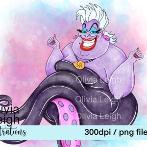 Princess Villain Ursula The Little Mermaid Cute Clipart PNG Files DIGITAL DOWNLOAD  Printable