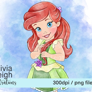 Bébé tout-petit princesse Ariel la petite sirène mignon Clipart PNG fichiers TÉLÉCHARGEMENT NUMÉRIQUE imprimable