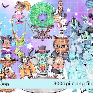 Mickey And Pals Halloween Haunted Mansion Cute Clipart Set PNG Files Hand Drawn DIGITAL DOWNLOAD