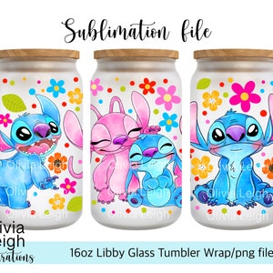 Uvdtf Cup Wraps, UV DTF Wraps for Libbey Cups, Can Glass Cup Wraps, Uv Dtf  Stickers, Uv Dtf Decals, Stitch Uvdtf Wrap, Stitch and Angel Wrap 