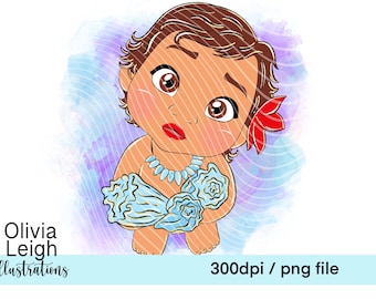 Baby, Toddler, Princess Moana, Cute Glitter Clipart PNG Files DIGITAL DOWNLOAD Sublimation Printable