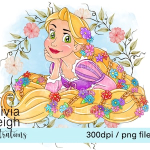 Princess Rapunzel Cute Clipart PNG Files DIGITAL DOWNLOAD  Printable