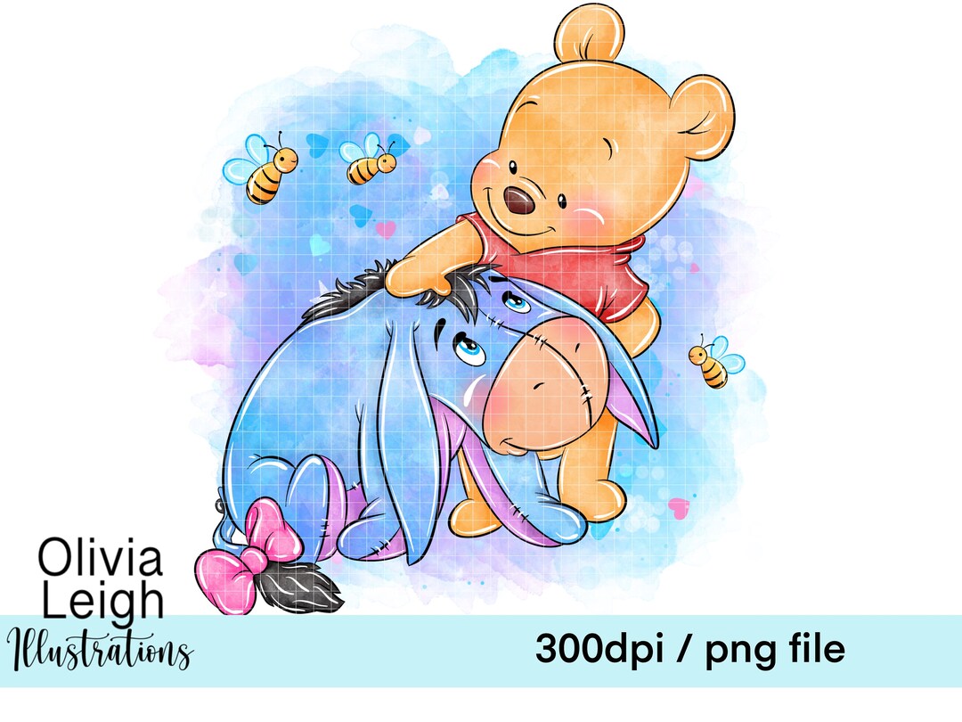 Winnie the Pooh and Eeyore Cute Hand Drawn Clipart PNG Files DIGITAL DOWNLOAD Printable - Etsy
