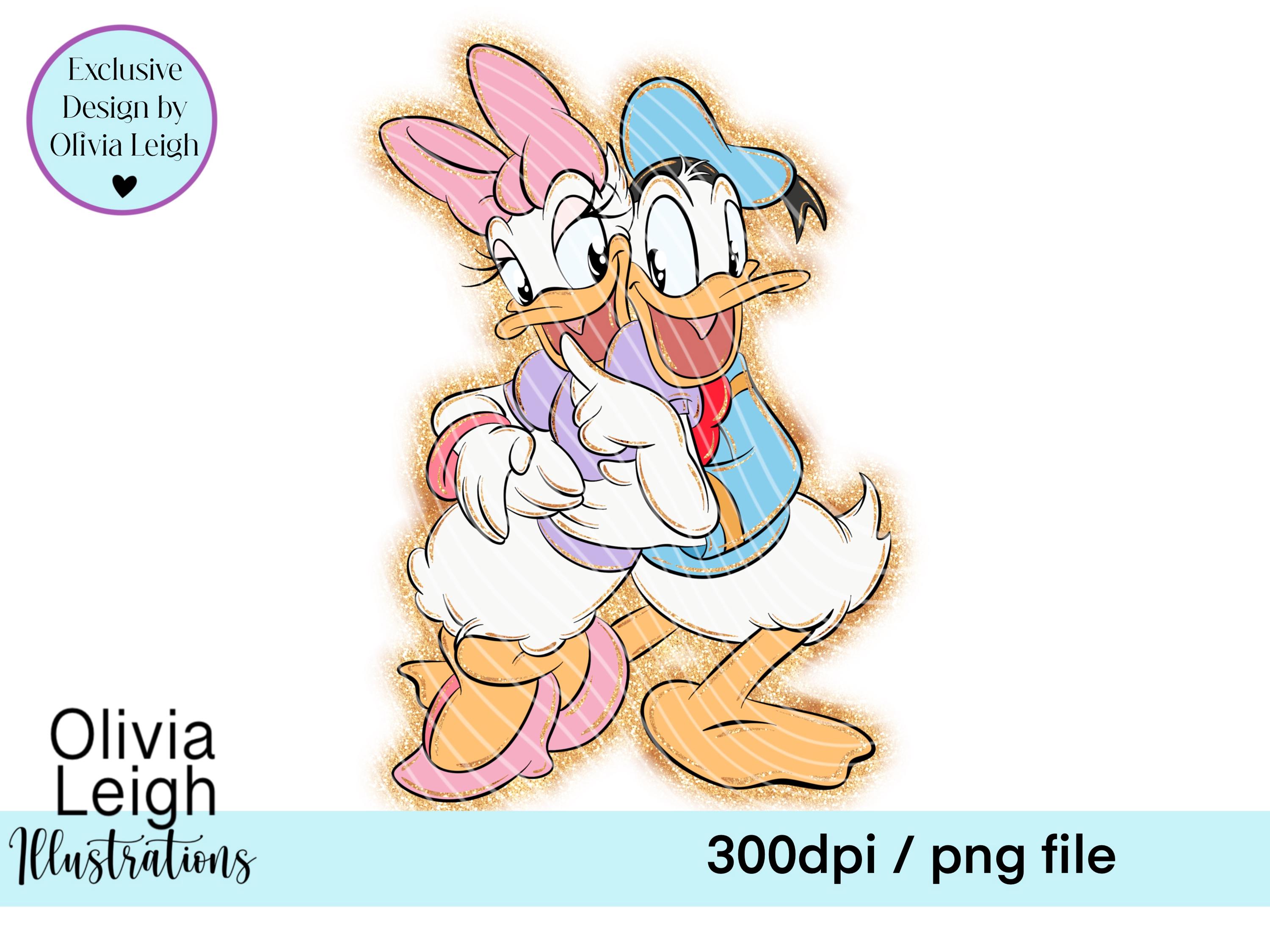 Donald and Daisy Duck, Cute Glitter Clipart Sublimation Glitter PNG ...