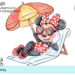 Archivos PNG de Minnie Summertime Beach dibujados a mano DESCARGA DIGITAL Imprimible Uvdtf
