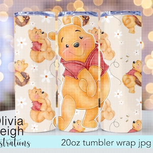 Winnie l'ourson motif sublimation miel tasse wrap TÉLÉCHARGEMENT NUMÉRIQUE gobelet skinny 20 oz