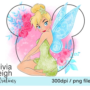 Tinkerbell Princess Fairy Cute Clipart PNG Files DIGITAL DOWNLOAD Sublimation Print Printable