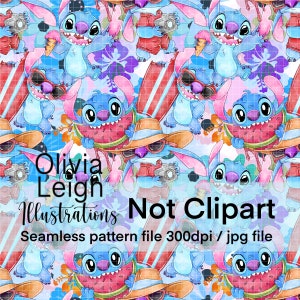 Lilo mignon et modèle sans couture de point. Papier numérique. TÉLÉCHARGEMENT NUMÉRIQUE Imprimable