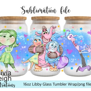 Leuke emoties, binnenstebuiten sublimatie wrap png-bestand DIGITALE DOWNLOAD 16oz glazen beker ontwerp Uv-dtf afdrukbaar