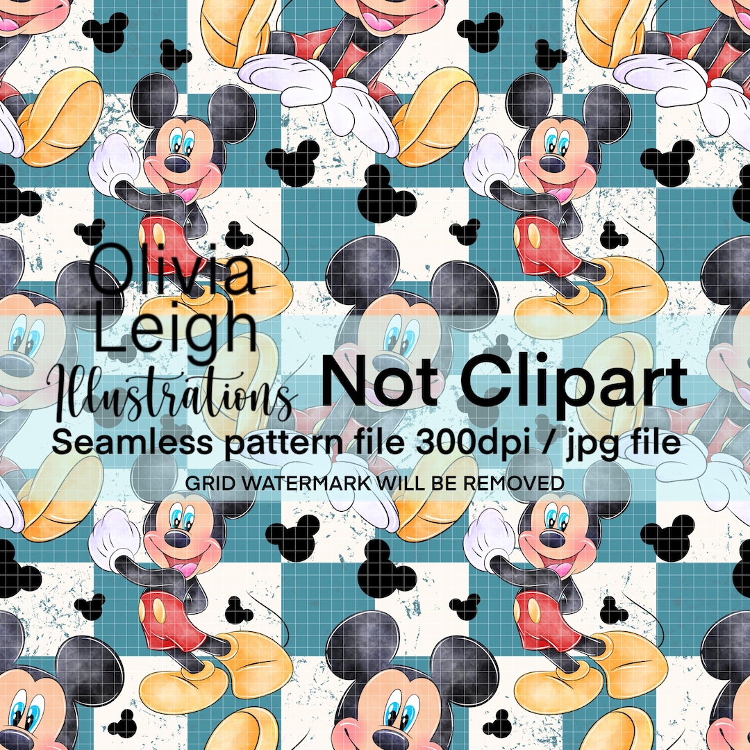 Mickey Mouse, Seamless Repeat Pattern. Digital Paper. Hand Drawn ...