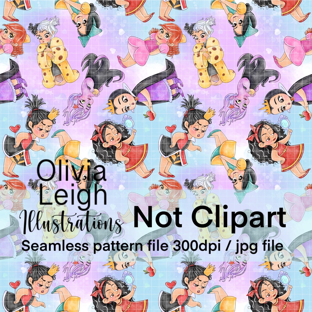 Cute Toddler Baby Princess Seamless Pattern. Villains Digital Paper ...