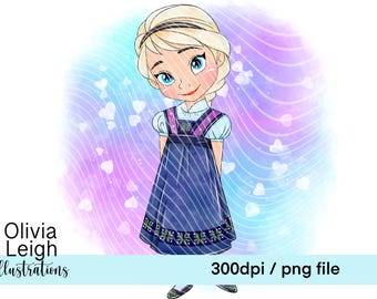 Baby Toddler Princess Elsa Frozen Cute Clipart PNG Files DIGITAL DOWNLOAD Printable