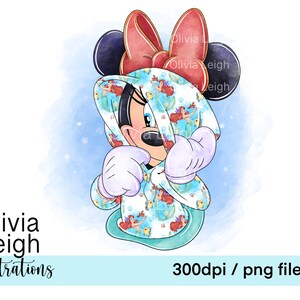 Minnie Cute Ariel Stampa Clipart File PNG DOWNLOAD DIGITALE Collage per bambini Stampabile a sublimazione