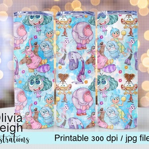 Inside Out Emotions Sublimatie ontwerp bekeromslag DIGITALE DOWNLOAD 20oz mager bekerontwerp