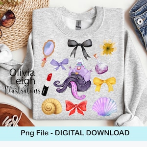 Evil Princess Villain Ursula PNG Coquette Style Shirt Design File DIGITAL DOWNLOAD image 1