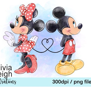 Archivos PNG de sublimación de Minnie y Mickey Mouse Love para DESCARGA DIGITAL Imprimibles