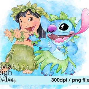 Lilo e Stitch Summer Hula Clipart carino PNG Files DOWNLOAD DIGITALE Stampabile