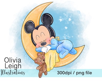 Cute Baby Mickey Mouse Clipart PNG Files DIGITAL DOWNLOAD Sublimation Printable