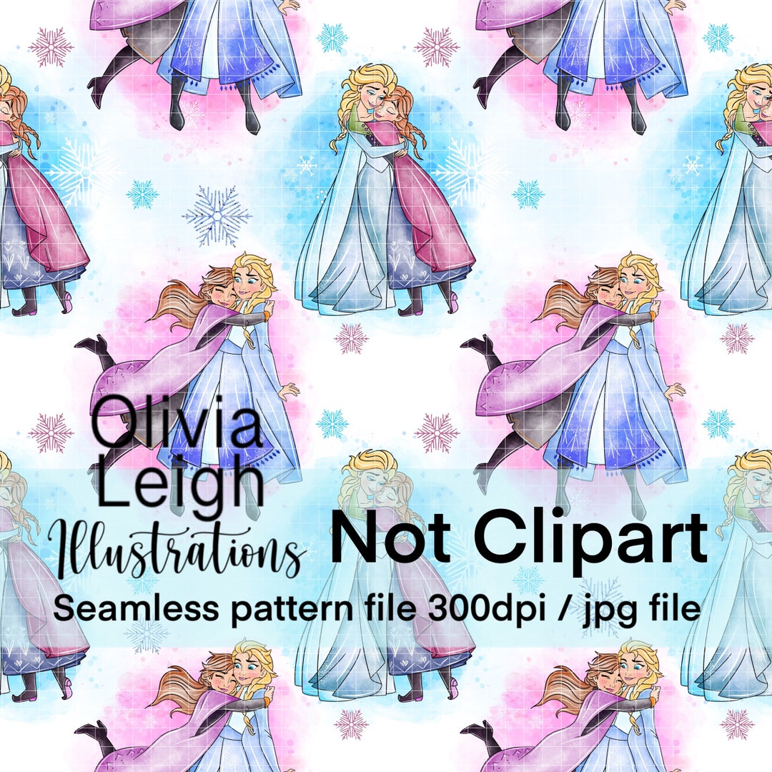 Cute Princess Elsa and Anna Seamless Pattern. Digital Paper. DIGITAL ...