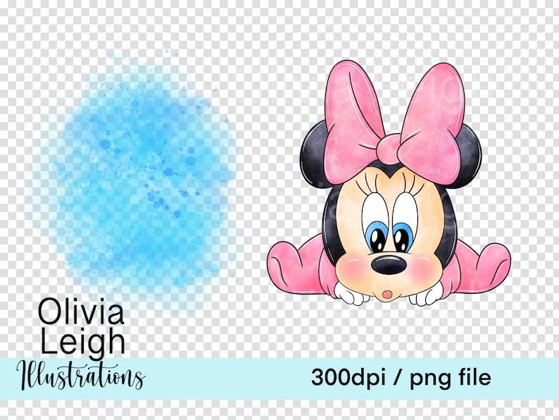 Cute Baby Minnie Mouse Clipart PNG Files DIGITAL DOWNLOAD Commercial Use Printable image 2