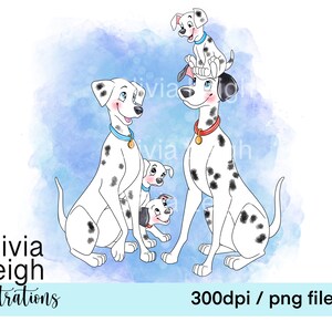 101 Dalmatian's Puppy Dog Cute Clipart PNG Files DIGITAL DOWNLOAD ...