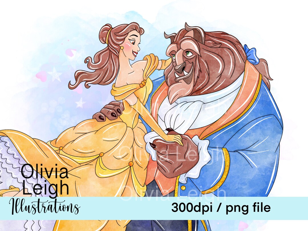 Princess Belle Beauty and the Beast Cute Clipart PNG Files DIGITAL ...