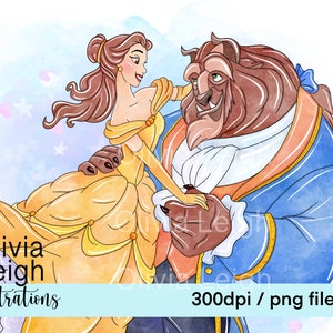 Prinzessin Belle Die Schöne und das Biest niedliche Clipart PNG-Dateien DIGITAL DOWNLOAD Kommerzielle Nutzung Printable
