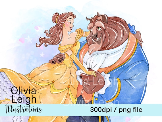 Princess Belle Beauty and the Beast Cute Clipart PNG Files - Etsy UK