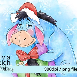 Winnie The Pooh, Eeyore Christmas Cute Clipart PNG Files DIGITAL DOWNLOAD  Printable