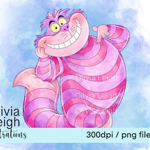 Alice au pays des merveilles, le chat du Cheshire Clipart mignon fichiers PNG TÉLÉCHARGEMENT NUMÉRIQUE imprimable