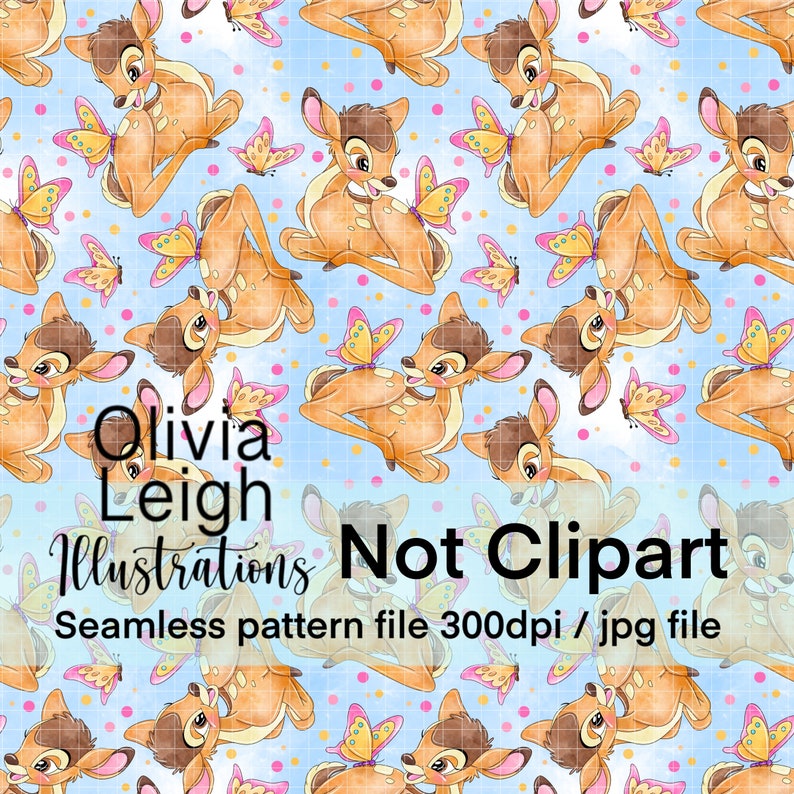 Bambi, Thumper Cute Seamless Pattern. Digital Paper. DIGITAL DOWNLOAD ...