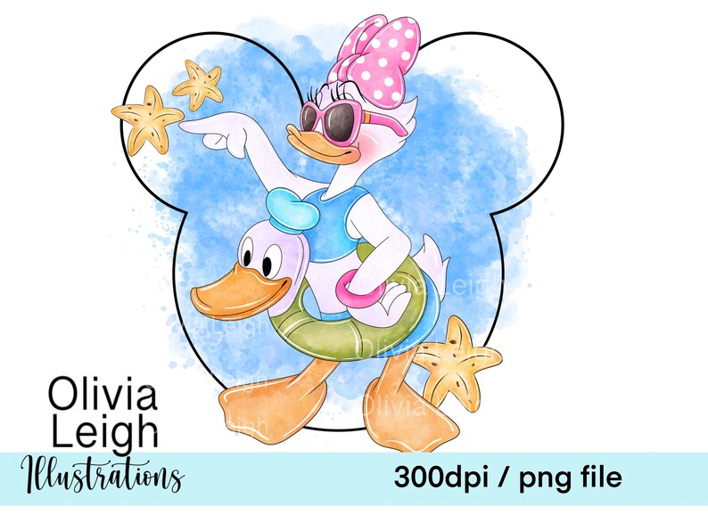 Daisy Duck Cute Beach Clipart Sublimation PNG Files DIGITAL DOWNLOAD ...
