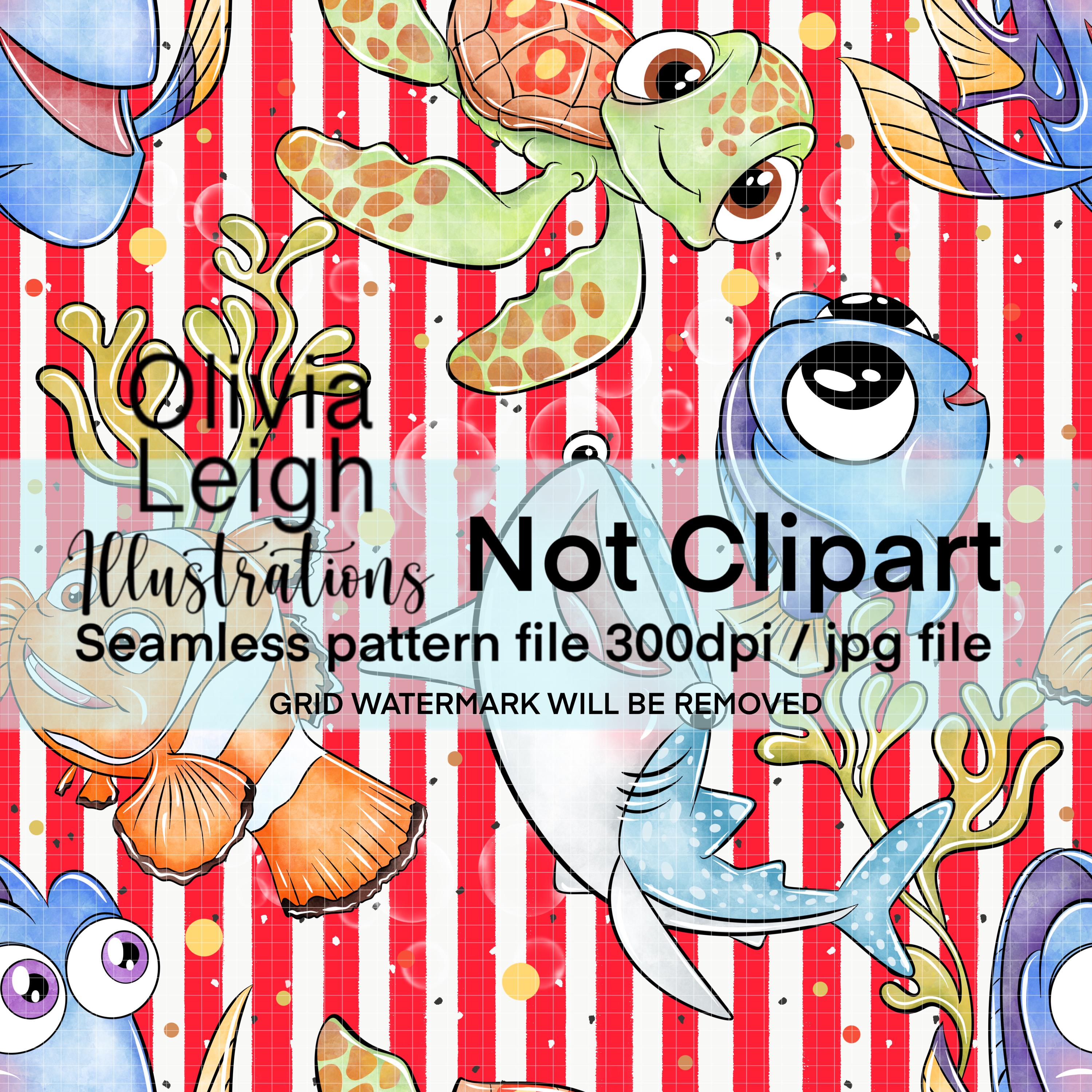 Finding Nemo, Finding Dory, Cute, Seamless Repeat Pattern. Digital ...
