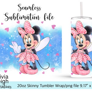 Archivo PNG con diseño de sublimación de Minnie Mouse DESCARGA DIGITAL Diseño de vaso delgado de 20 oz