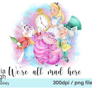 Alicja w Krainie Czarów PNG Sublimacja Cytat Clipart Pliki CYFROWE POBIERANIE Do Wydruku