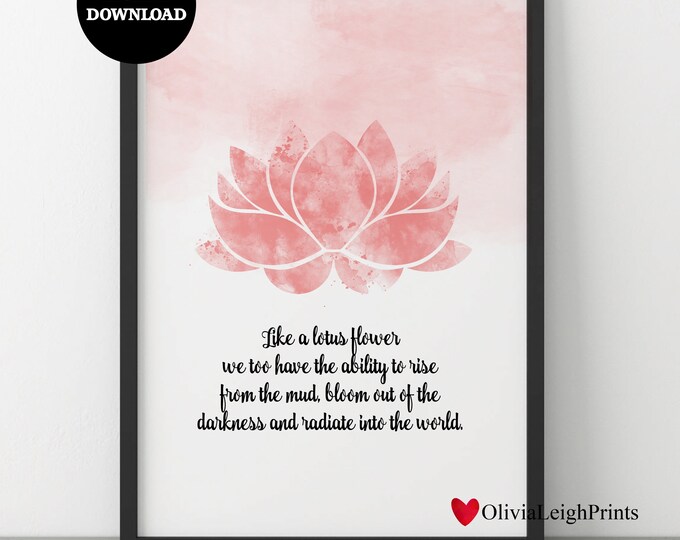 Lotus Flower Quote ART PRINT Inspirational, Motivational, Zen, Yoga ...