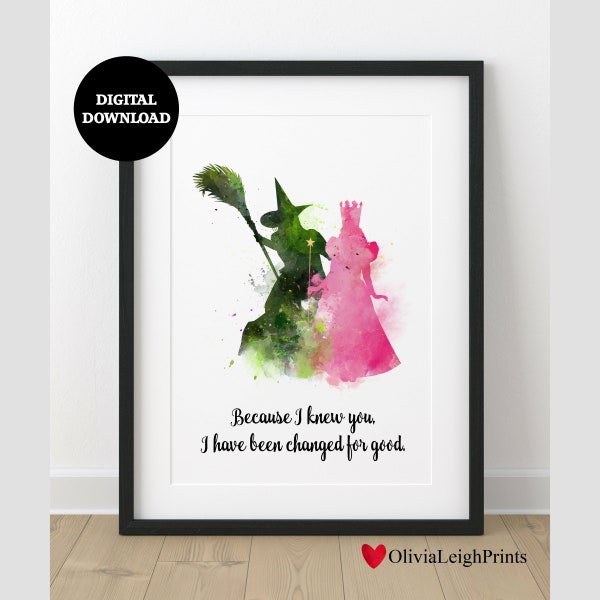 Wicked The Musical Glinda And Elphaba Print-Wall Art-Gift DIGITAL DOWNLOAD Printable