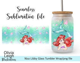 Ariel sublimatie wrap PNG-bestand digitale DOWNLOAD 16oz glazen Tumbler Design