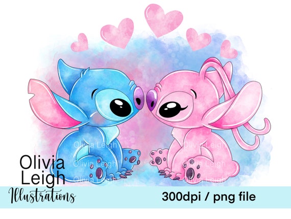 Stitch Angel Cute Clipart PNG Files DIGITAL DOWNLOAD Commercial